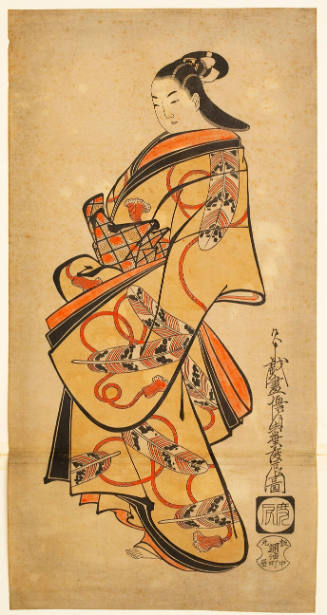 Modern Reproduction of: Beauty Wearing a Kimono with Falcon Feather Patterns