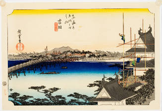 Modern Reproduction of: Yoshida: The Toyokawa River Bridge