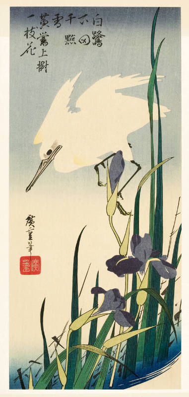 Modern Reproduction of: White Heron and Iris