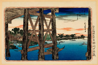 Modern Reproduction of: Evening Moon at Ryögoku Bridge