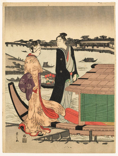 Modern Reproduction of: Boarding a Pleasure Boat on the Sumida River