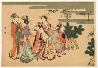 Modern Reproduction of: Courtesans and Kamuro in New Year's Attire