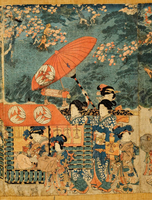 Parody of a Daimyo Procession (Center Sheet) (Study Collection)