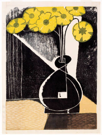 Yellow Flowers in a Black Vase