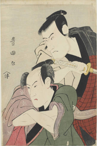 Ichikawa Komazö III as Munetou Disguised as Torikai Yasaburö, Bandö Hikosaburô III as Fisherman Bunji