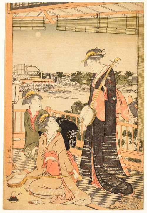 Three Geisha on a Balcony