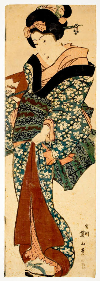 Woman Wearing Blue Kimono