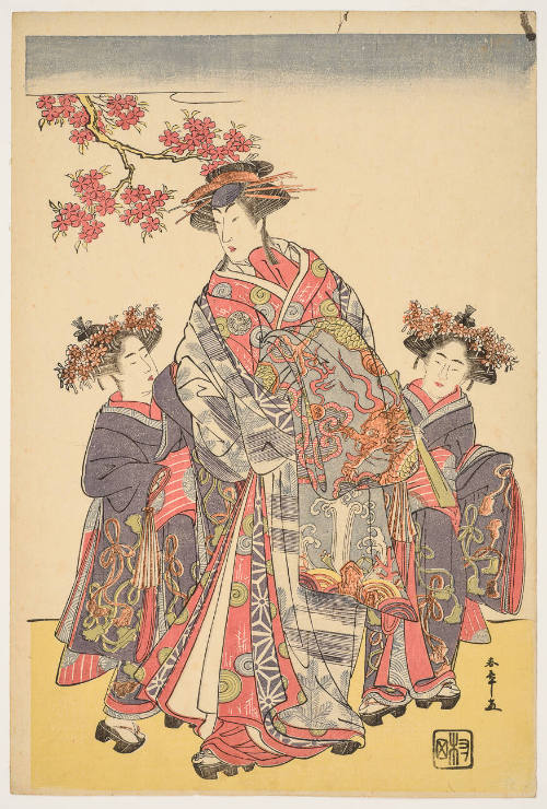 The Onnagata Actor Nakamura Rikö I as Agemaki with Two Attendants