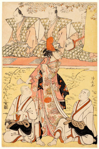 Segawa Kikunojö III as Thread Seller’s Daughter, Koito, Sawamura Söjürö III as Seinenbö and Ichikawa Monnosuke II as Renjöbö