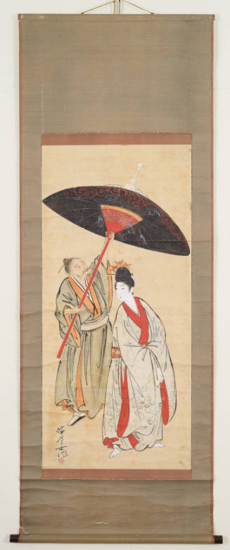 Tayū and Male Attendant in a Procession through the Yoshiwara District
