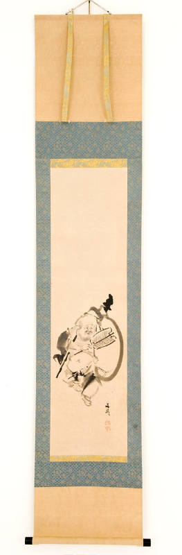 Triptych: "Bamboo Branch", "Hotei with a Sack, Staff, and Gumbai Uchiwa", “Plum Blossoms"