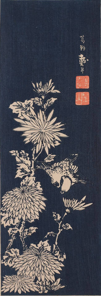 Modern Reproduction of: A Finch and Chrysanthemum