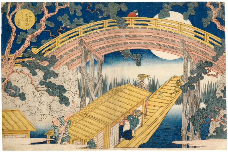 Picture of the Suehirobashi on Tenpözan by Moonlight