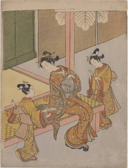 Courtesan and Kamuro on a Verandah