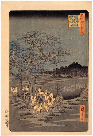 Modern Reproduction of: New Year’s Eve Foxfires at the Changing Tree, Ōji