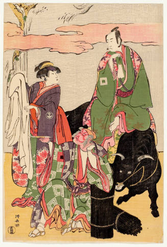 Ichikawa Monnosuke II as Miyukinosuke, Segawa Kikunojö III as Princess Hatsune, and Ichikawa Danjürö V as Ninna-ji Saibei