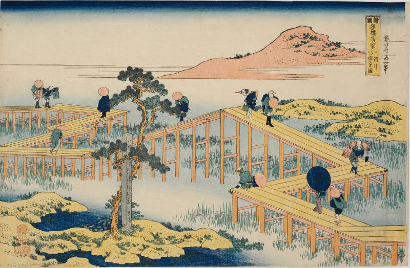 Ancient View of the Yatsuhashi Bridge in Mikawa Province