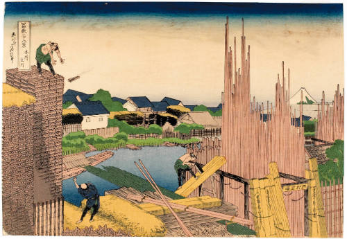 Modern Reproduction of: Lumberyards on the Tatekawa River at Honjo