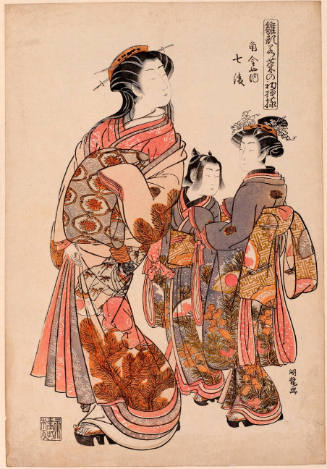 The Courtesan Nanaya of the Kadokanaya Brothel with her Two Kamuro