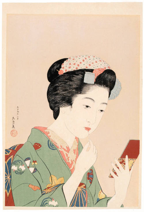 Woman with rouge brush