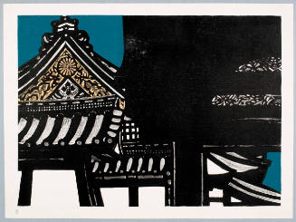 Nijo Castle Gate (Stage 7 of 12: Deeper Black Added to Yellow and Blue)