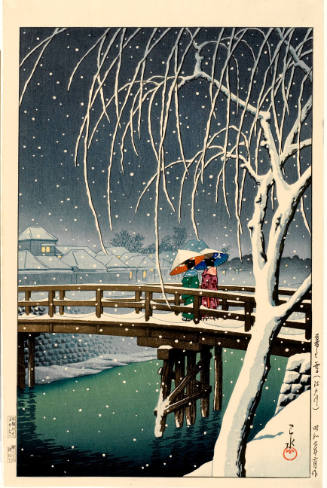 Evening Snow at Edo River