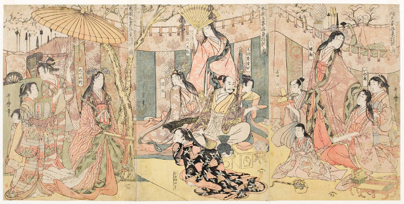 Picture of Hideyoshi and his Five Wives Viewing Cherry-blossom at Higashiyama