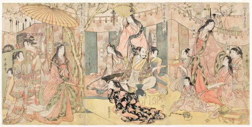 Picture of Hideyoshi and his Five Wives Viewing Cherry-blossom at Higashiyama