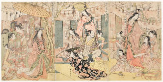 Picture of Hideyoshi and his Five Wives Viewing Cherry-blossom at Higashiyama