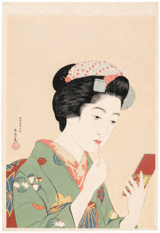 Woman with rouge brush