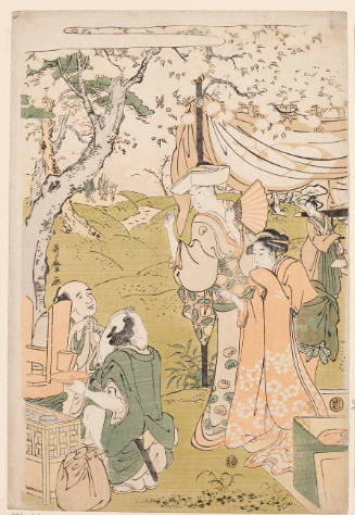 Group Under A Cherry Tree (from A Kyöka Poetry Book, "Statue of Fugen")