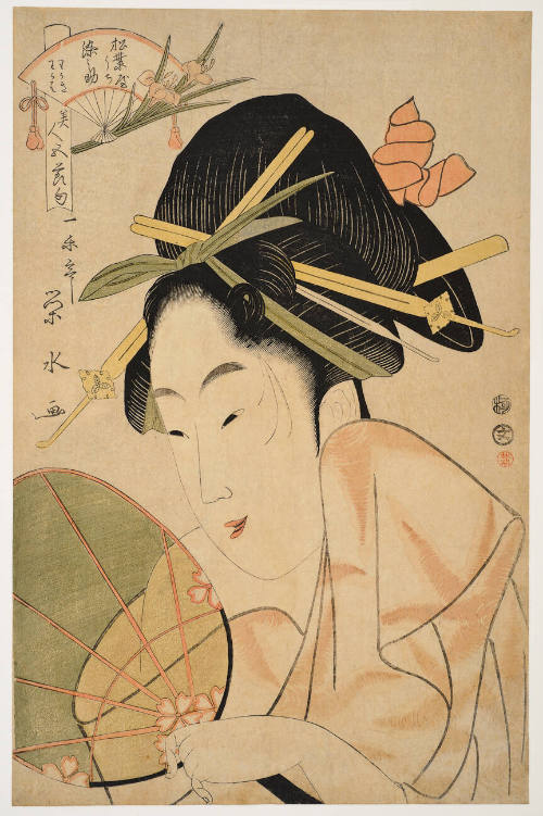 Somenosuke of the Matsubaya Brothel House, Who Has the Kamuro Wakaki and Wakaha