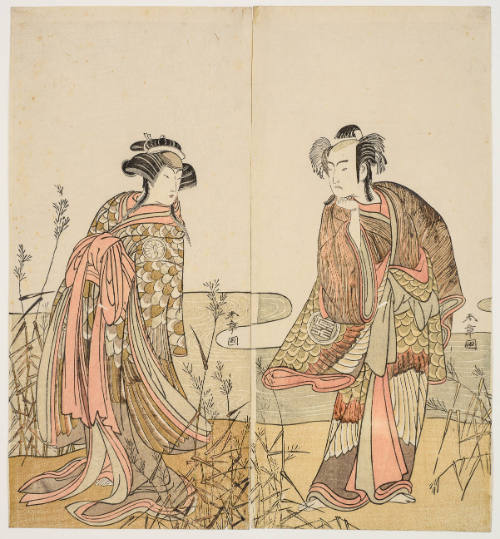 Arashi Sangorö II as Kawazu Saburö and Segawa Kikunojö III as the Sprit of a Mandarin Duck