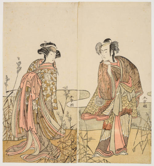 Arashi Sangorö II as Kawazu Saburö and Segawa Kikunojö III as the Sprit of a Mandarin Duck