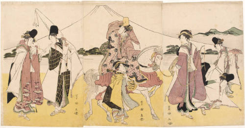 Female Procession Passing Mt. Fuji (Descriptive Title)