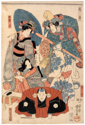 Kabuki Actors as Fisherman, Lady Murasaki, Student Geisha and Lady at Festival