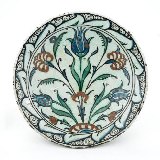 Glazed Plate with Tulip Decoration