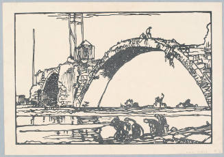 Roman Bridge over the Loire River, France (Stage 1 of 7: Keyblock Print)