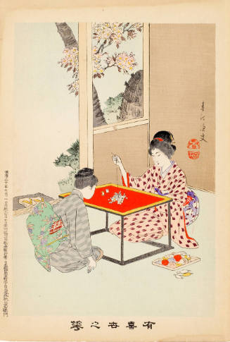 Woman Teaching Embroidery (descriptive title)