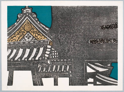 Nijo Castle Gate (Stage 6 of 12: Black Added to Yellow and Blue)