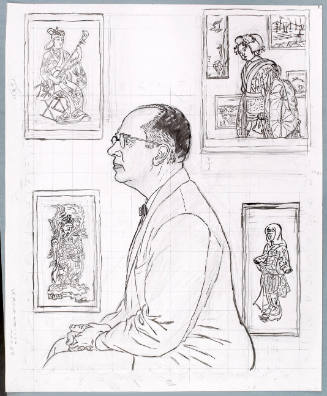 Portrait of James A. Michener (Under drawing)