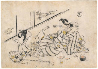 Lovers in Edo Fighting Over a Love Letter
