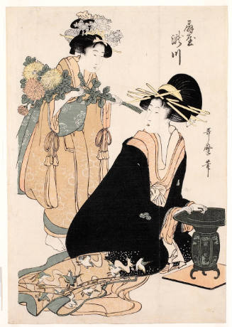The Courtesan Takikawa of the Ögiya Brothel Accompanied by her Kamuro