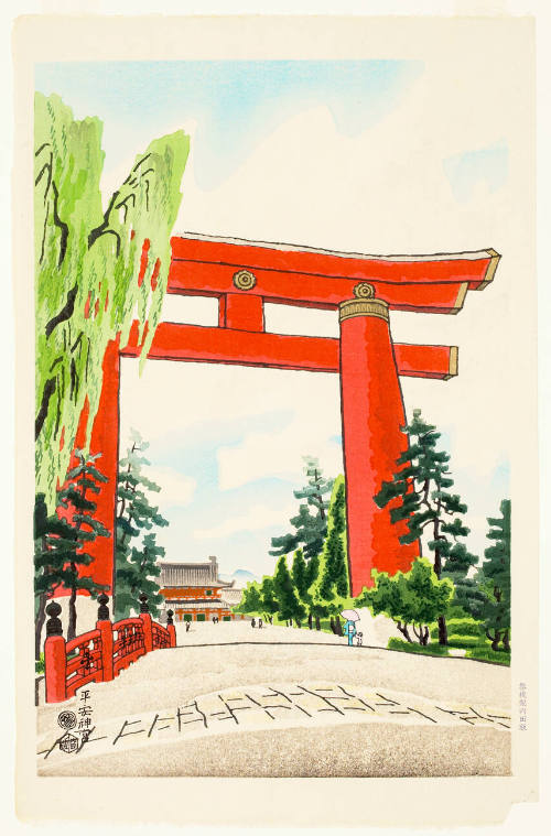 The Big Torii of the Heian Shrine, September in Kyoto