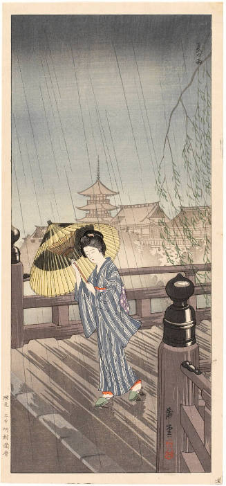 Woman on Bridge in the Rain, Tokyo