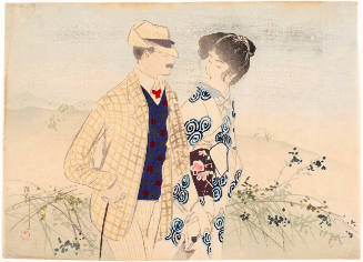 A Dapper Gentleman Escorting A Japanese Girl