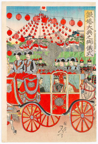The Meiji Emperor and Empress in a Carriage Procession for their Silver Wedding Anniversary
