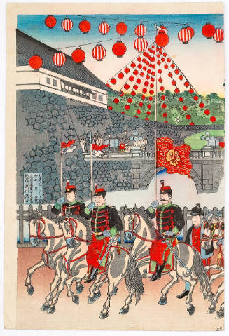 The Meiji Emperor and Empress in a Carriage Procession for their Silver Wedding Anniversary