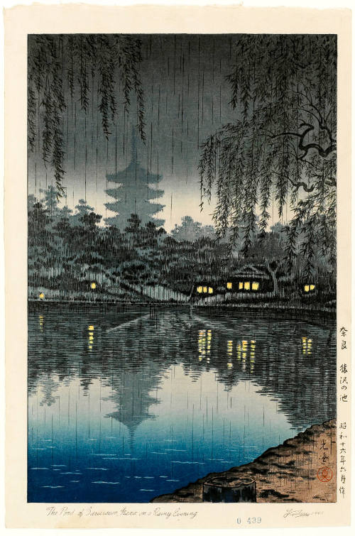 The Pond of Sarusawa, Nara, on a Rainy Evening