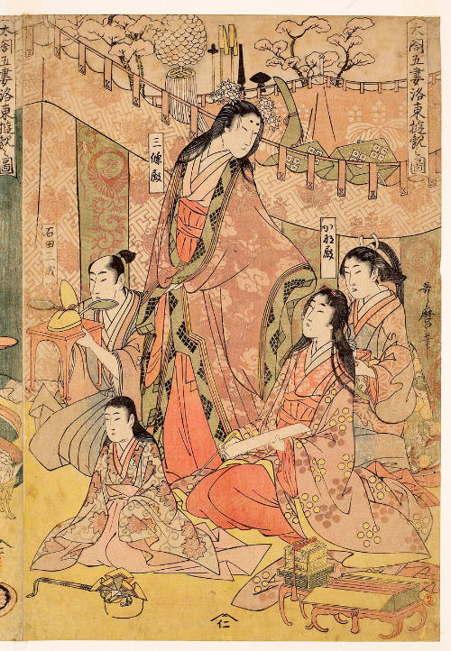 Hideyoshi and his Five Wives Viewing Cherry Blossoms at Higashiyama